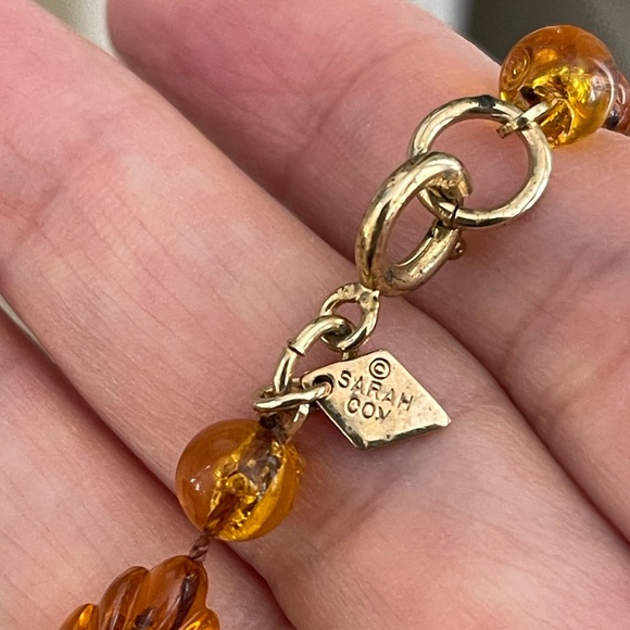 1970s signed Sarah Coventry faux amber necklace - Picture 7 of 11